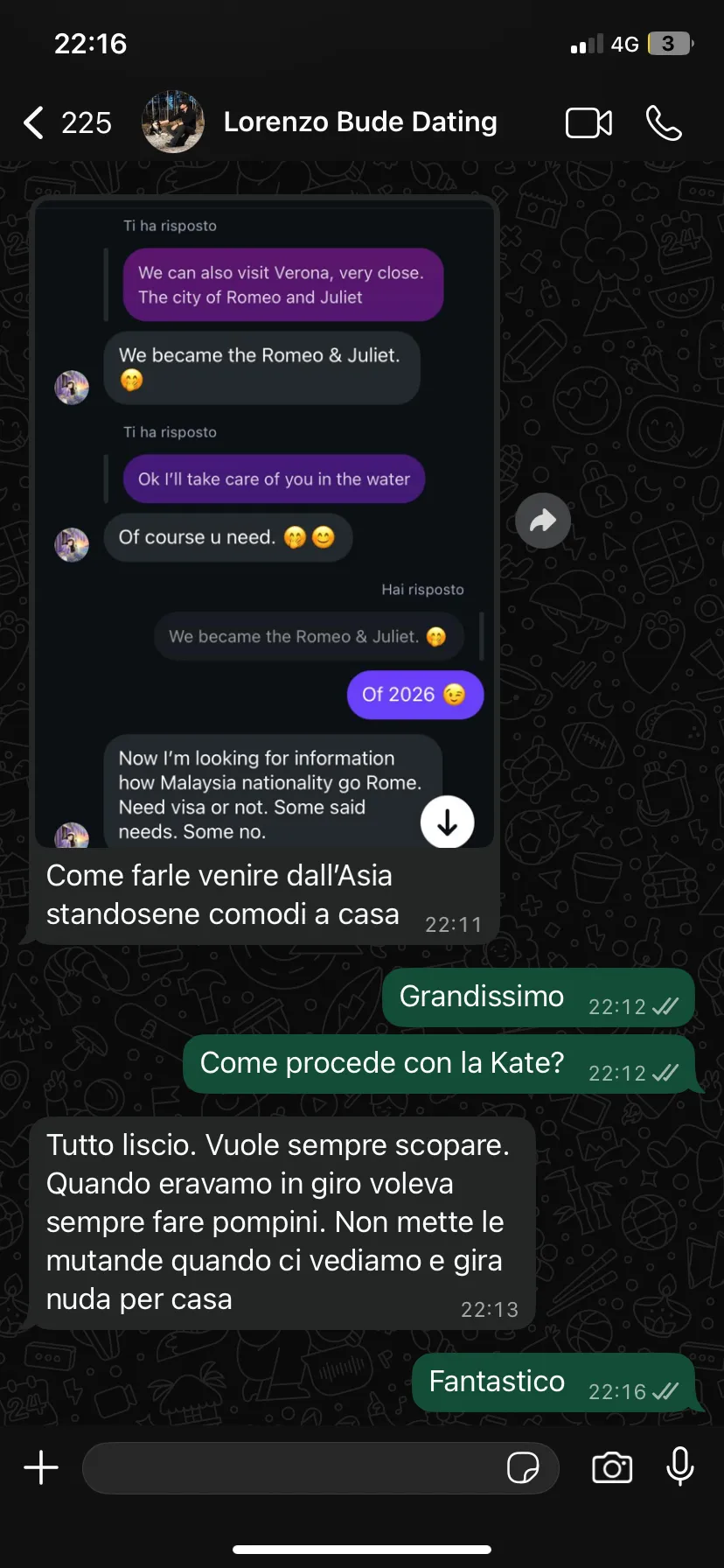 Screenshot risultato Davide