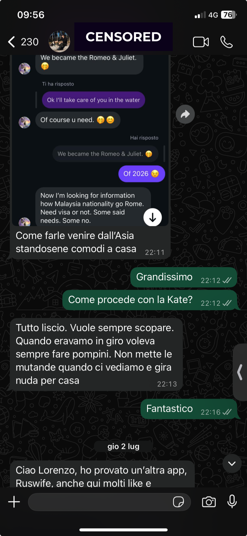 Screenshot risultato Davide