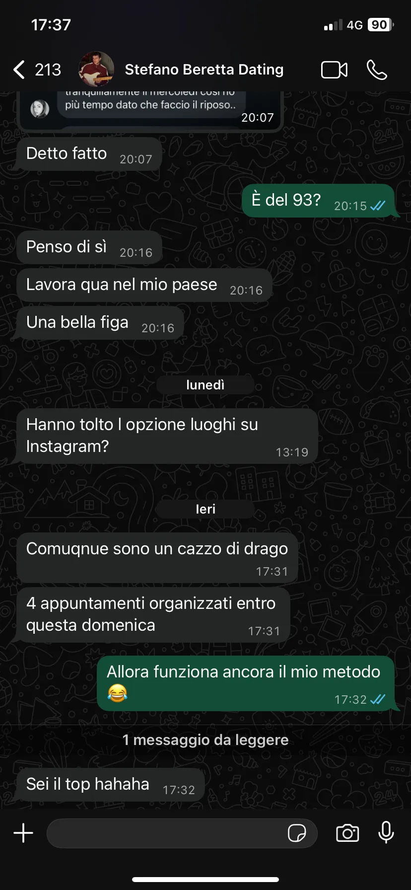 Screenshot risultato Stefano